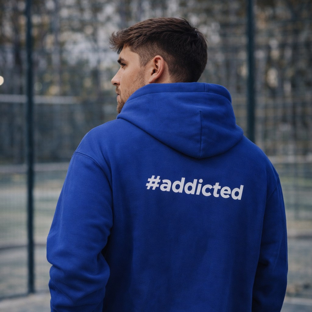#addicted back print padel hoodie